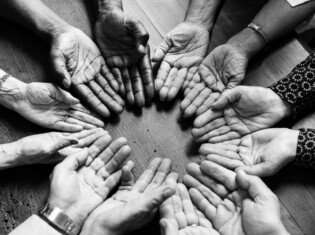 Diverse hands in a circle